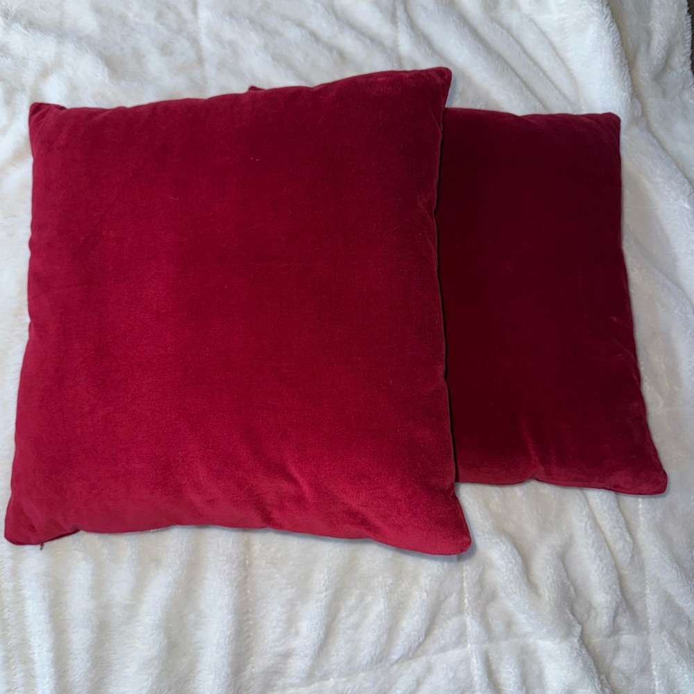 Two Red Velvet Pillows - Picture 3 of 3
